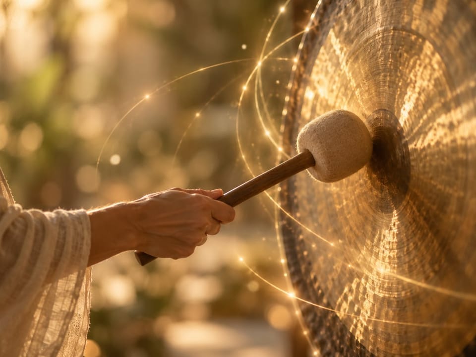 Gongová meditace ve studiu Jógy Zásmuky.